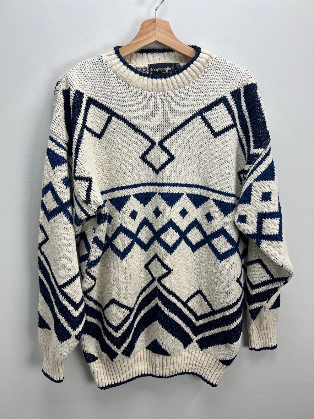 Vintage Deadstock Tony Lambert Abstract Sweater Mens Large Aztec New